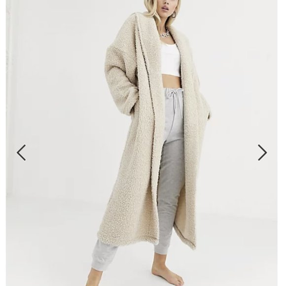 ASOS SHERPA LOUNGE ROBE DUSTER - Picture 4 of 4